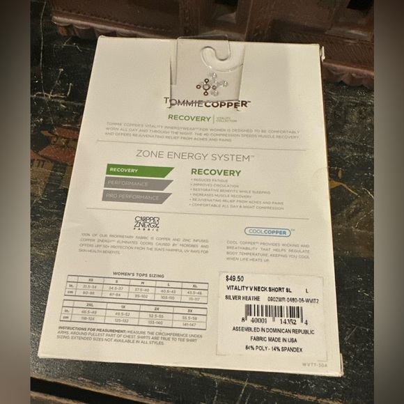 Tommie Copper Women’s Recovery Compression V Neck Shirt Sz large Silver Heather - Picture 4 of 4